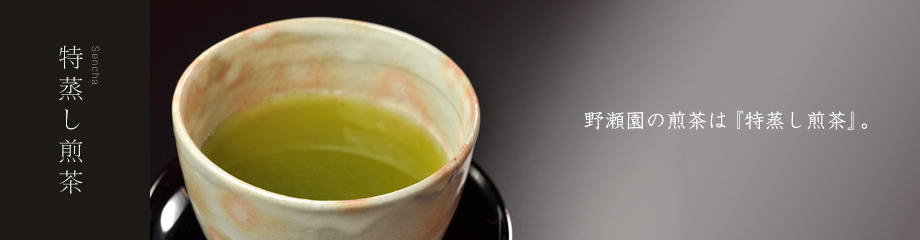 特蒸し煎茶 Sencha 野瀬園の煎茶は『特蒸し煎茶』。